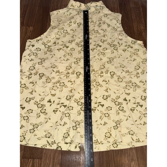Basic Editions Plus Linen Blend Floral Sleeveless Button Down Shirt Cream 22W - Picture 6 of 6